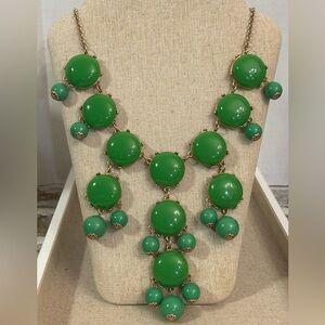 J Crew Elegant Green Bubble Statement Necklace Gold Tone Hardware